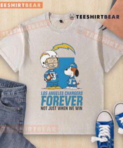 Good Los Angeles Chargers Charlie Brown Snoopy graphic on a washed t-shirt, celebrating Chargers fandom year-round.