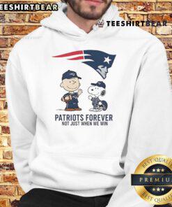 Alt Text: Good New England Patriots hoodie featuring Charlie Brown and Snoopy, celebrating fandom beyond just winning.