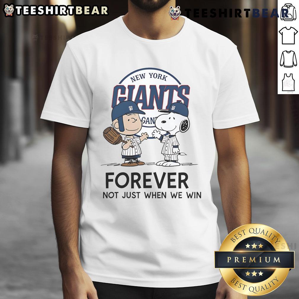 Alt Text: Good New York Giants Charlie Brown Snoopy Giants Forever T-Shirt celebrating Giants fandom and team spirit.