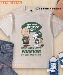 Good New York Jets Charlie Brown Snoopy Jets Forever t-shirt in a stylish wash, perfect for loyal fans of all seasons.