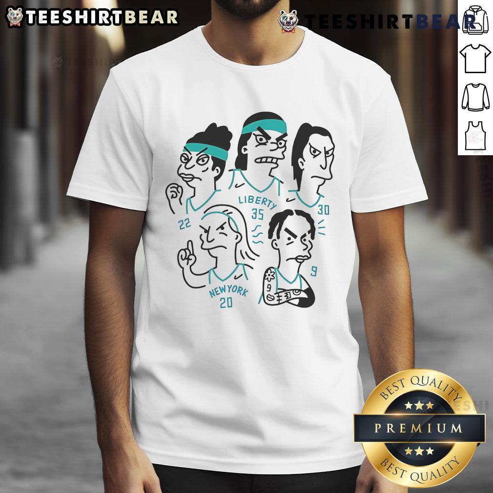 Good New York Liberty T-Shirt featuring Sabrina Ionescu, Courtney Vandersloot, Breanna Stewart, Jonquel Jones, and Betnijah Laney.