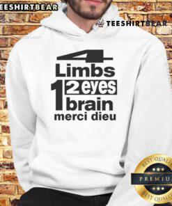 Alt Text: Good Punkandyo hoodie featuring '4 Limbs, 2 Eyes, 1 Brain, Merci Dieu' design, perfect for edgy streetwear fashion.