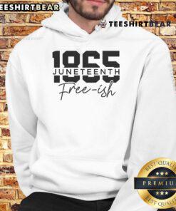 Happy Juneteenth 1965 Free-ish Hoodie featuring vibrant colors and bold text celebrating freedom and heritage.