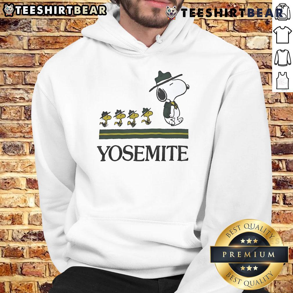 Happy Snoopy Yosemite vintage hoodie featuring a playful Snoopy design against a scenic backdrop.