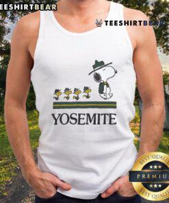 Happy Snoopy in Yosemite on a vintage tank top, perfect for casual summer style and nostalgic Peanuts fans.