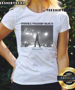 Happy Swn Summer Worship Nights Cincinnati 2025 Ladies Tee showcasing vibrant design for summer worship events.