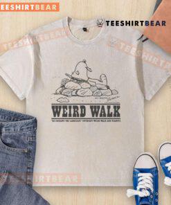 Happy T-shirt featuring 'Weird Walk' design, showcasing happiness with old stones and vibrant colors.