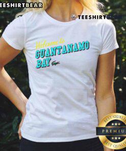 Happy Welcome to Guantanamo Bay Ladies Tee featuring vibrant design and comfortable fit, perfect for casual wear.