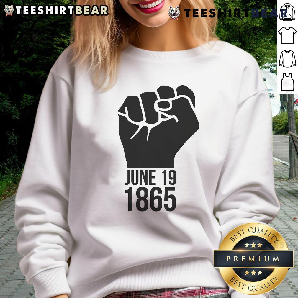 Hot June 19, 1865 Fist Sweatshirt featuring a bold design celebrating Juneteenth and African American heritage.