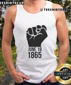 Hot June 19, 1865 Fist Tank Top featuring a bold fist graphic, perfect for summer fashion and activism statements.