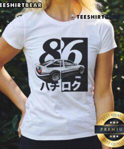 Alt Text: Stylish Nice AE86 Hachiroku JDM car graphic on a ladies tee, perfect for car enthusiasts and fashion lovers.