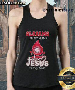 Nice Alabama In My Veins Jesus In My Heart tank top design featuring a stylish, comfortable fit for faith-inspired fashion.