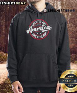 Nice America Land of the Free Home of the Brave hoodie featuring a patriotic design in bold colors.