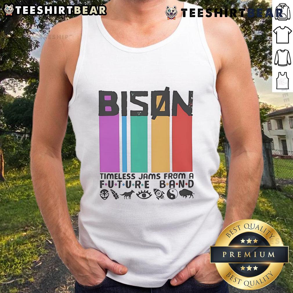 Nice Bison Timeless Jam From A Future Band tank top featuring a vibrant design and unique graphic for music lovers.
