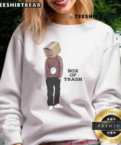 Nice Box of Trash sweatshirt displayed on a hanger, showcasing its unique design and comfortable style for casual wear.