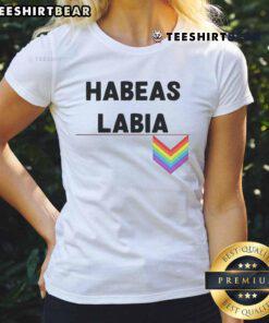 Nice Habeas Labia Pride Logo on a stylish ladies tee, celebrating LGBTQ+ pride and individuality in vibrant colors.