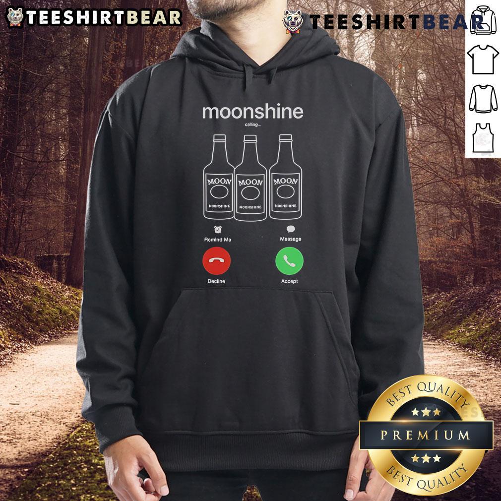 Nice Moonshine Phone Call Hoodie featuring 'Decline or Accept' graphic, perfect for casual wear and unique style.