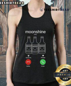 Nice Moonshine Phone Call Shirt featuring 'Decline or Accept' graphic on a stylish tank top for casual wear.