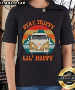 Trippy Lil Hippy Ladies Tee showcasing vibrant colors and a relaxed fit, perfect for a stylish, laid-back look.