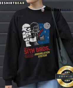 8-bit sweatshirt featuring Nice Super Sith Bros Galactic Annihilation System design, perfect for gamers and sci-fi fans.