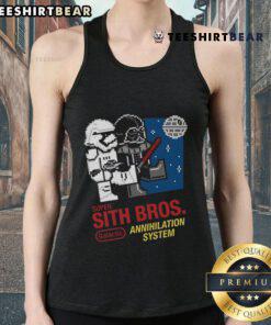 8-bit tank top featuring 'Nice Super Sith Bros Galactic Annihilation' graphic, perfect for gamers and sci-fi fans.