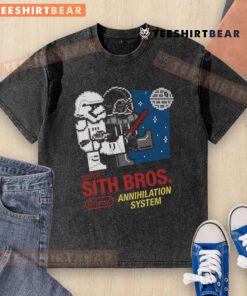 Alt Text: Nice Super Sith Bros Galactic Annihilation System 8-bit washed t-shirt featuring retro gaming design and vibrant colors.