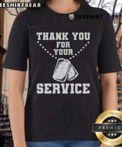 Stylish 'Thank You For Your Service Dog Tag' ladies tee featuring a heartfelt design, perfect for dog lovers and veterans.