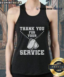 Stylish 'Thank You For Your Service' dog tag tank top featuring a heartwarming design for dog lovers.