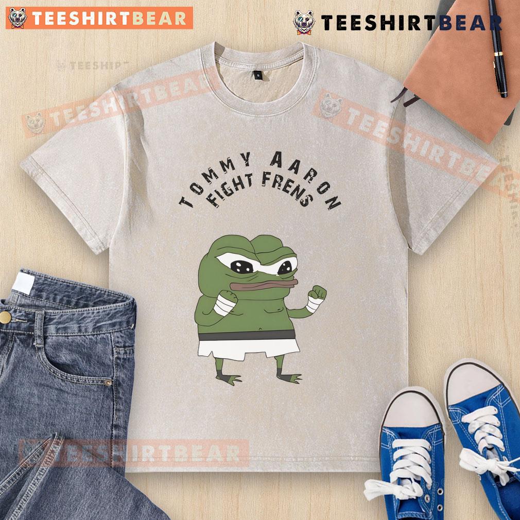 Nice Tommy Aaron Fight Frens Pepe the Frog washed t-shirt featuring vibrant graphics and a comfortable fit.