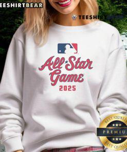 Alt Text: Official 2025 MLB All-Star Game logo on a stylish sweatshirt, perfect for fans celebrating the event.