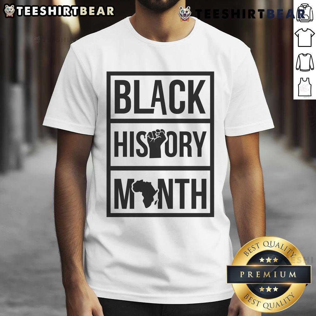 Official Black History Month Africa Fist T-Shirt featuring a bold graphic of an African fist symbolizing unity and empowerment.