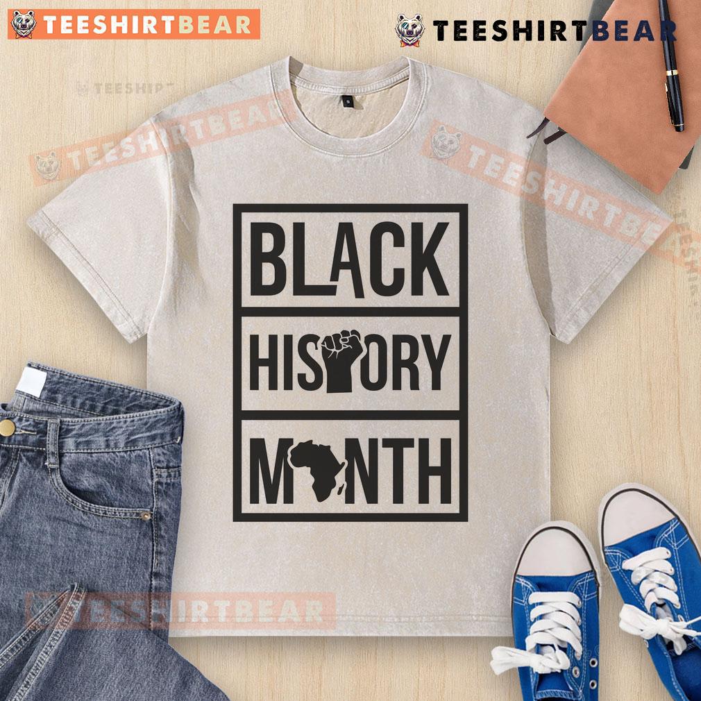 Official Black History Month Africa Fist Washed T-Shirt featuring a bold fist design celebrating African heritage.