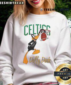 Official Boston Celtics Daffy Duck Dunk Sweatshirt featuring vibrant graphics and cozy design for fans.