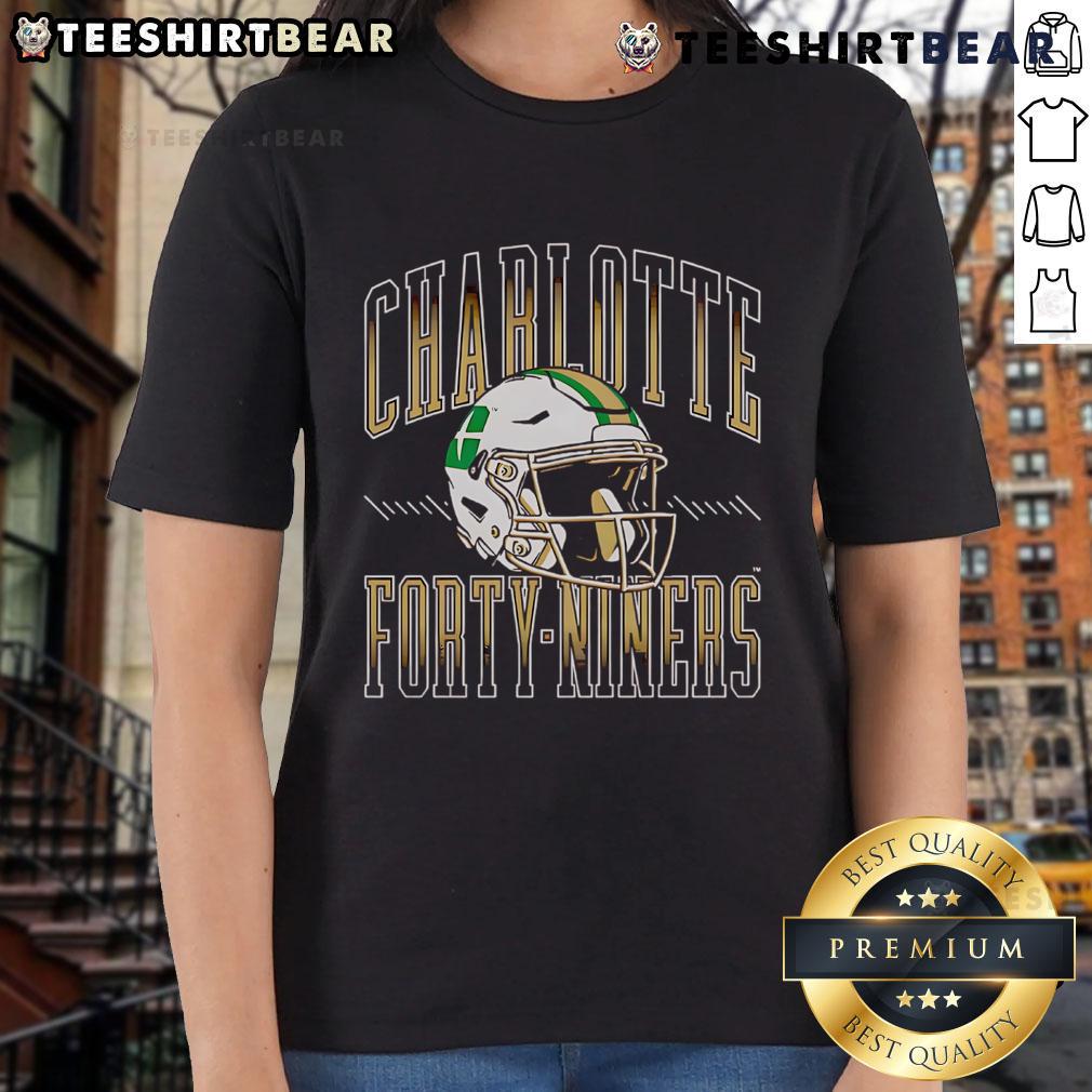 Official Charlotte 49ers football helmet ladies tee featuring team colors and logo, perfect for fans and stylish game day wear.