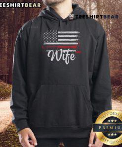 Firefighter Wife hoodie featuring America flag and fire axe design, perfect for proud spouses of firefighters.
