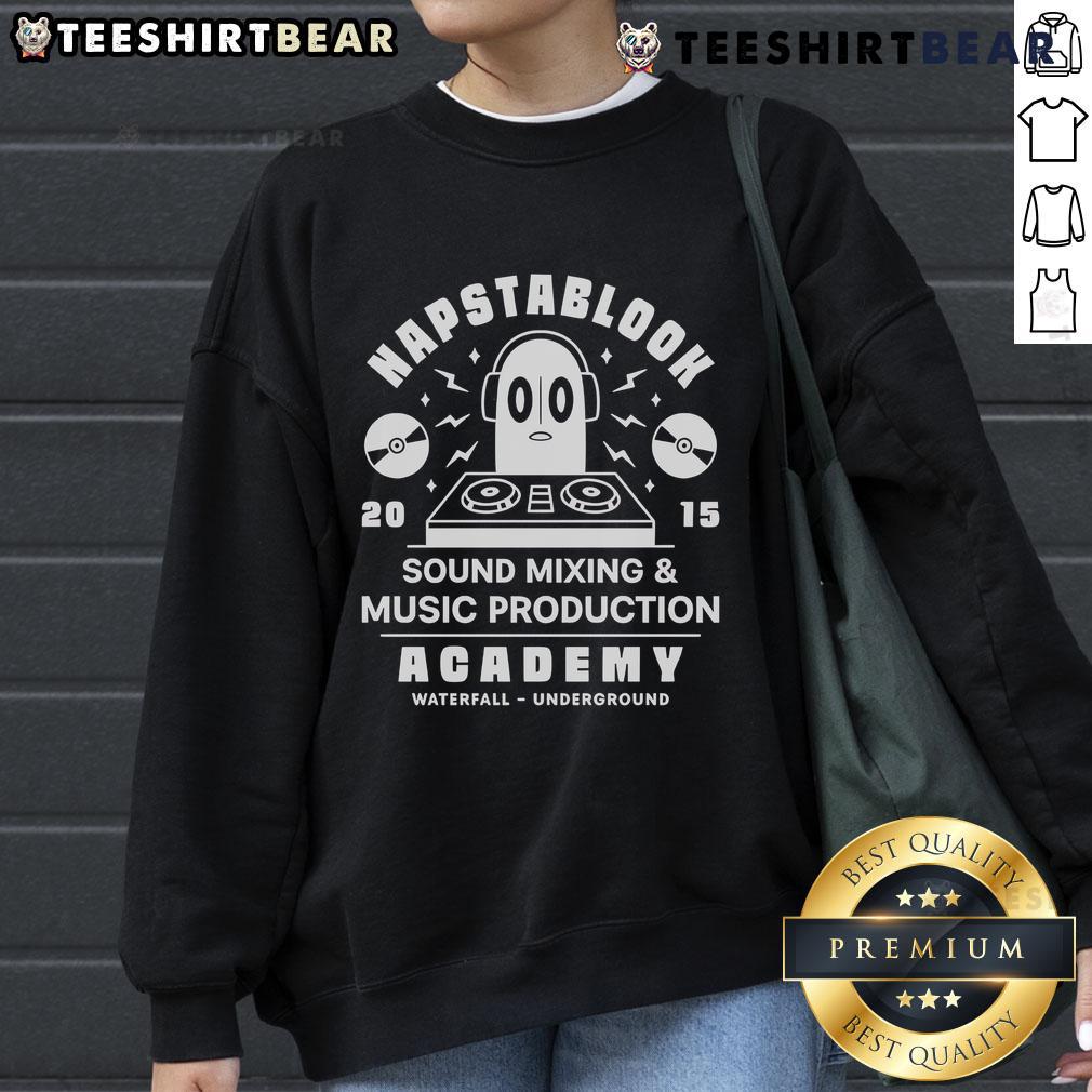 Official Napstablook 2015 sweatshirt featuring music production academy logo, perfect for fans of sound mixing.