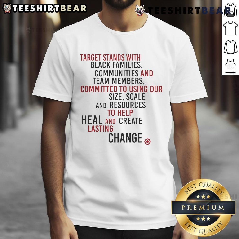 Official Target Stands With Black Families Communities And Team Members T-Shirt showcasing unity and support for diversity.