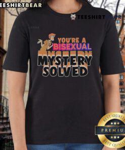 Official You're Bisexual Mystery Solved Ladies Tee featuring bold text design, perfect for proud bisexual women.