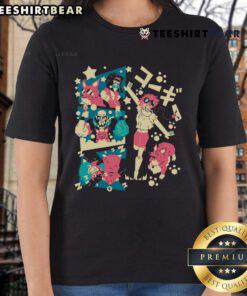 Alt Text: Pretty Cowboy Bebop Corgi Days Ladies Tee featuring a cute corgi design and vibrant colors for stylish fans.