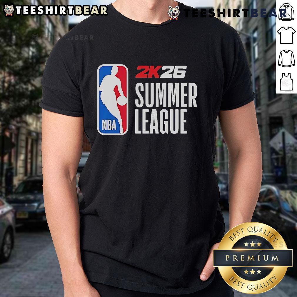 Top 2025 NBA 2K26 Summer League T-Shirt featuring vibrant graphics and team logos for basketball fans.