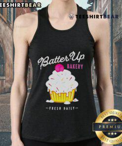 Top Batter Up Bakery cupcake tank top design featuring fresh daily cupcakes in vibrant colors, perfect for bakery lovers.