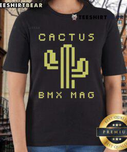 Alt Text: Top Cactus BMX Magazine 8-Bit Ladies Tee featuring vibrant graphics and a stylish design for BMX enthusiasts.