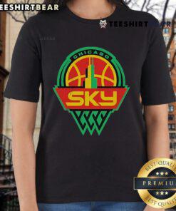Top Chicago Sky Juneteenth ladies tee featuring vibrant colors and a stylish design celebrating empowerment and community.