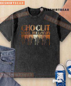 Top Choclit 100 Melanin Washed T-Shirt showcasing a stylish design, perfect for casual wear and celebrating melanin.