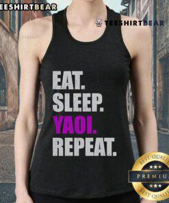 Top Eat Sleep Yaoi Repeat 2025 Tank Top featuring vibrant graphics for anime lovers and casual wear enthusiasts.