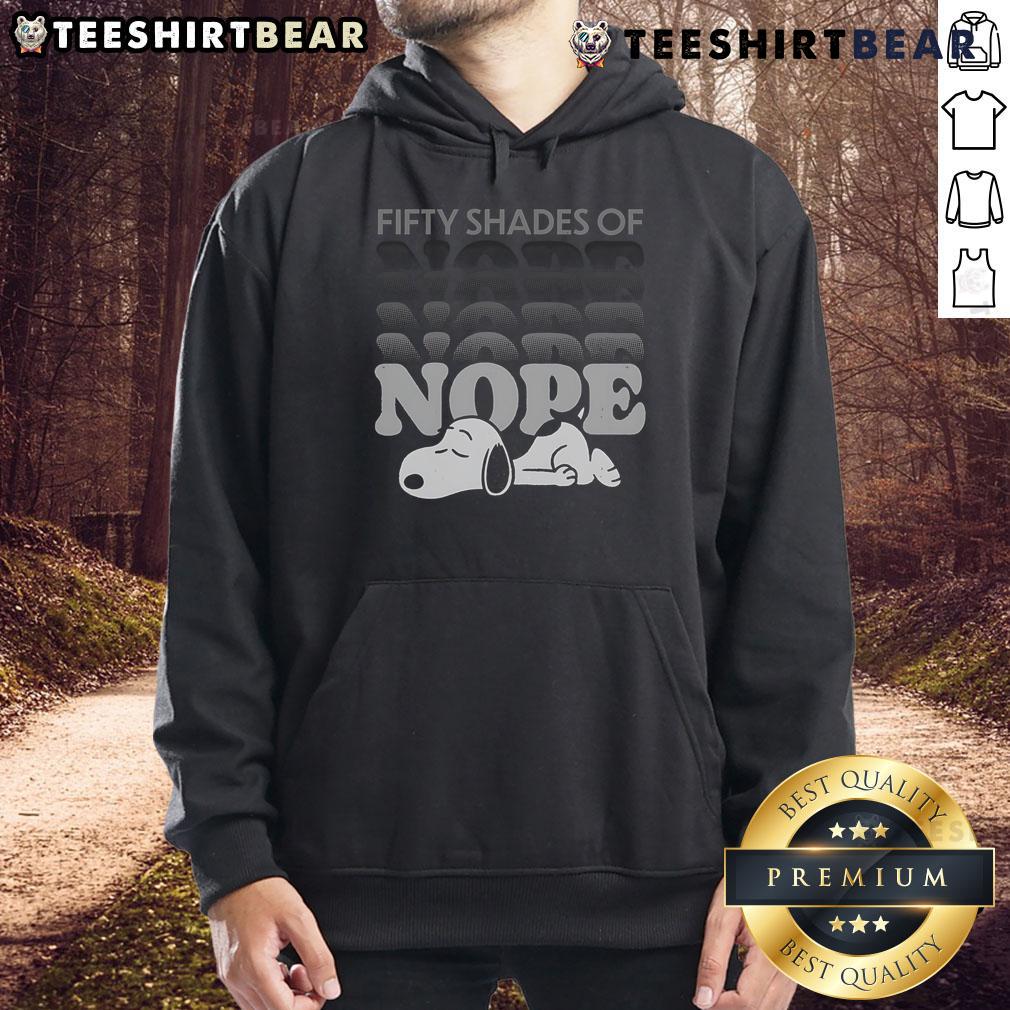 Alt Text: Cozy 'Top Fifty Shades of Nope' Snoopy hoodie featuring a playful graphic and vibrant colors, perfect for casual wear.
