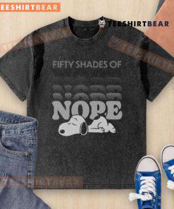 Alt Text: Top Fifty Shades of Nope Snoopy washed t-shirt in soft cotton featuring a playful Snoopy graphic design.