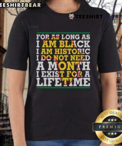 Womens tee featuring 'I Am Historic' slogan, celebrating Black history, perfect for year-round pride and empowerment.