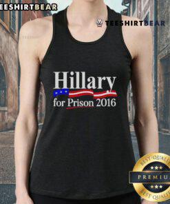 Top Hillary For Prison 2016 Tank Top featuring bold text on a stylish sleeveless design for political statement wear.