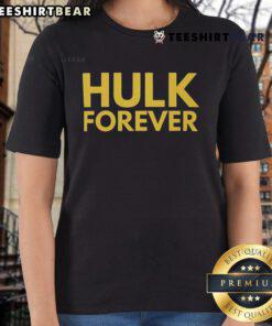 Alt Text: Top Hulk Hogan Forever Remembrance Ladies Tee featuring a vintage design celebrating wrestling legend Hulk Hogan.